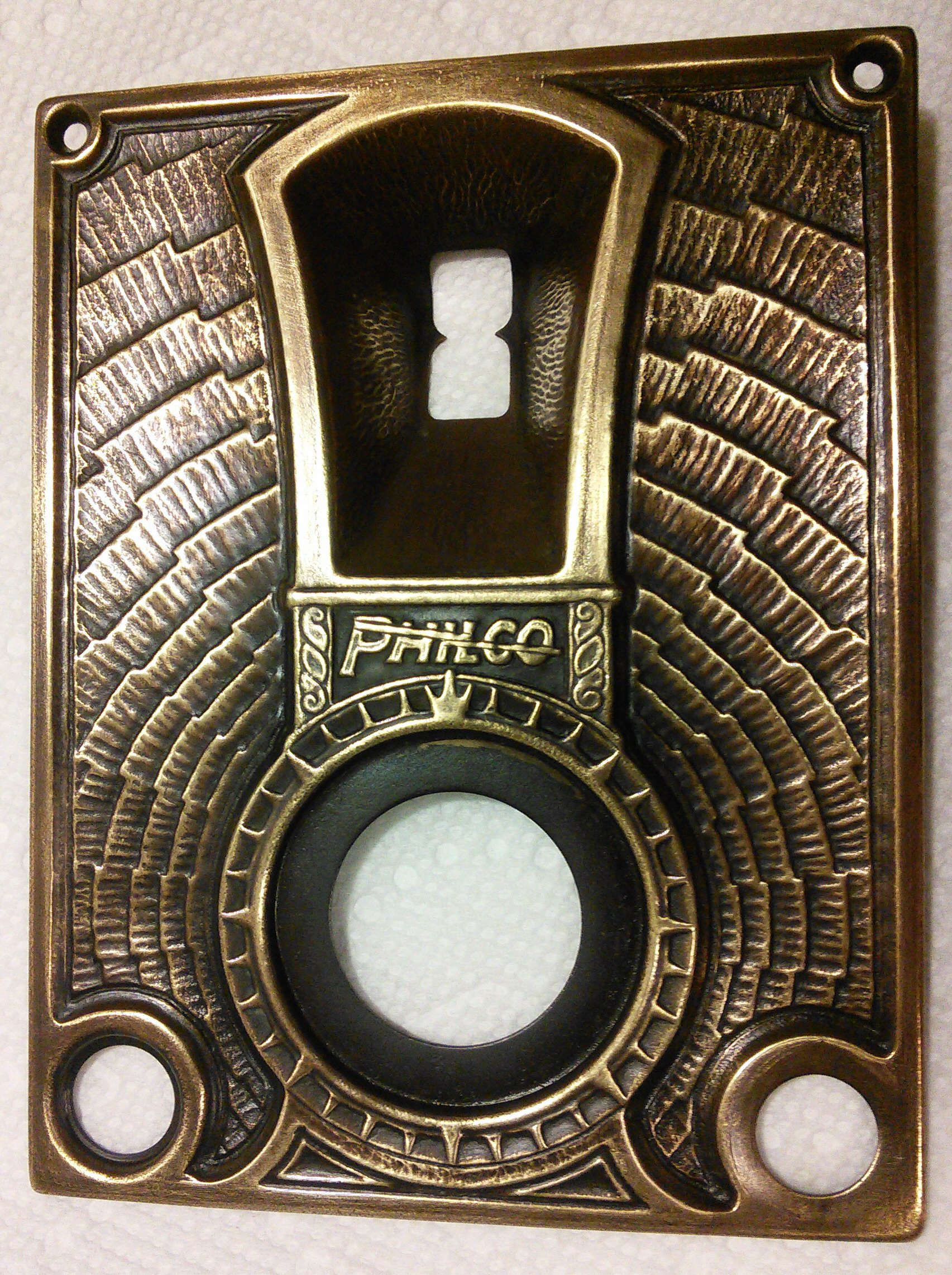 Philco 511 vintage radio faceplate, polished, owned by don fulton