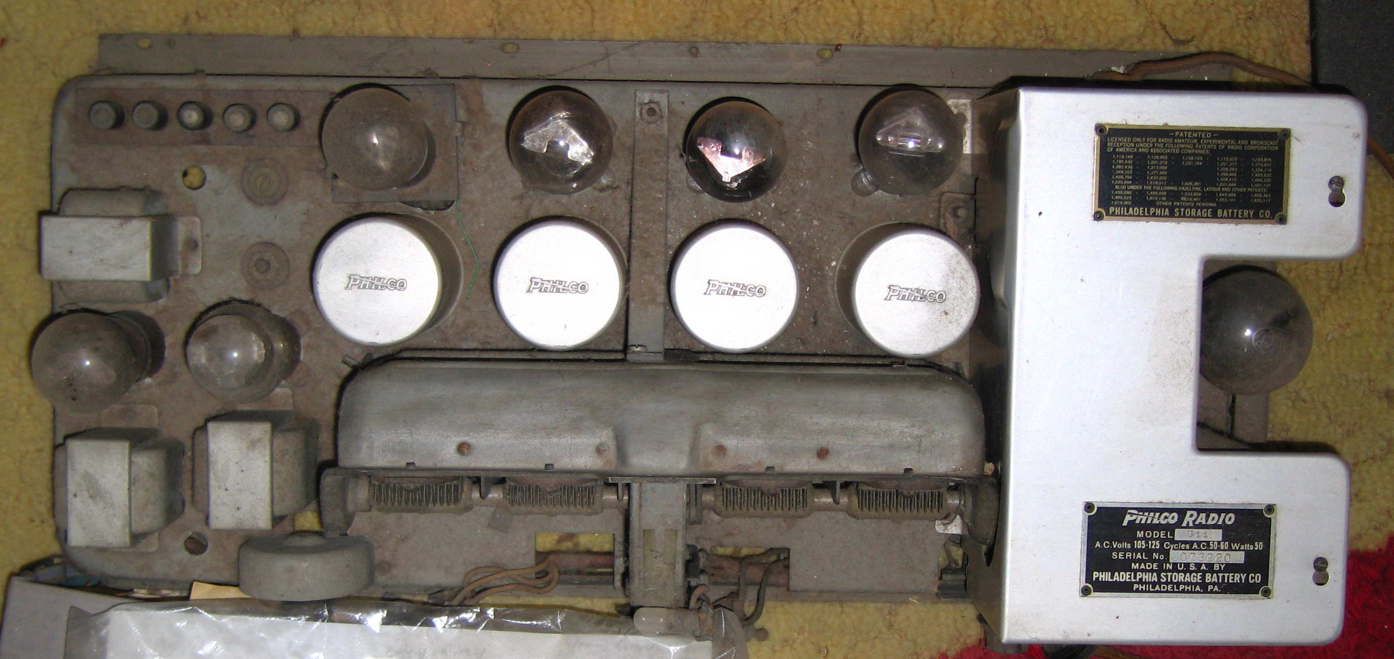 Philco 511, unrestored chassis, vintage radio from 1928, owned by don fulton