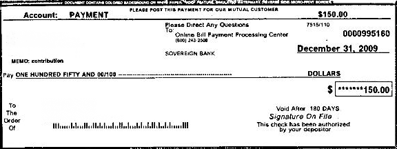 bank bill pay 'draft' check